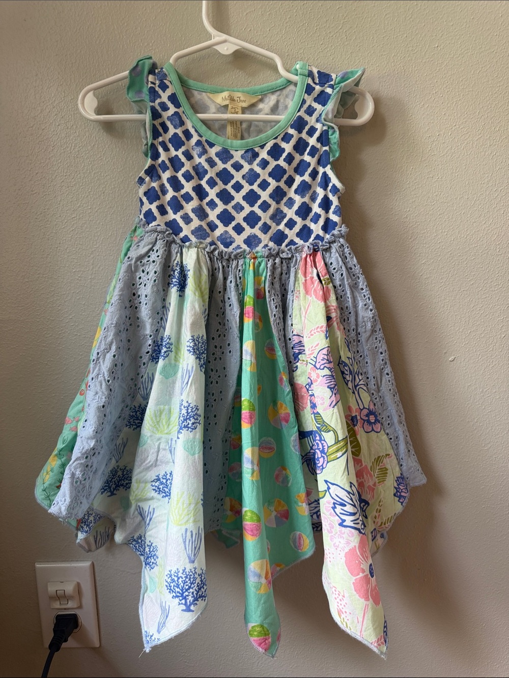 Matilda Jane Blue & Mint Patchwork Handkerchief Dress